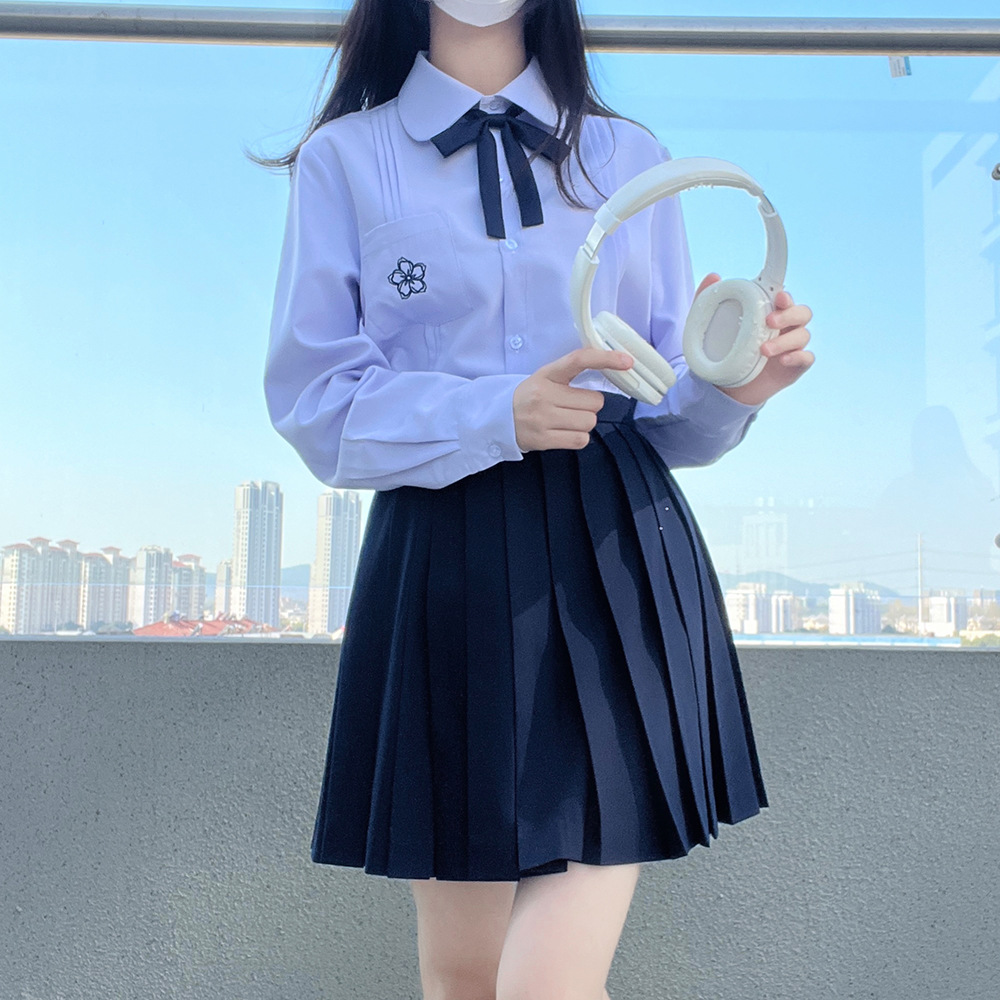 jk униформа колледж стиль осень тайланд тайский стиль длинный рукав орган плиссированный новый дизайн светло-фиолетовая базовая рубашка