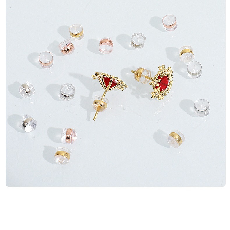 DIY Silicone Earplug Earring Accessories 18K Gold Anti-Drop Back Stopper Semi-Finished Hamburger Stud Earring Stopper Trendy Earrings