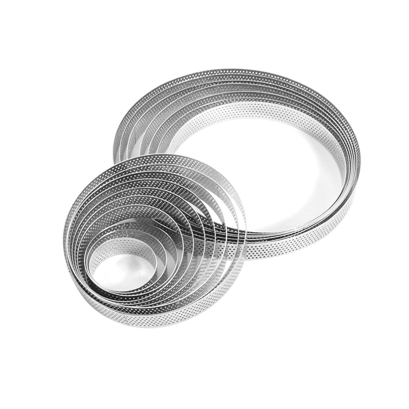 0.8mm thick 304 stainless steel with hole tower ring punching mousse ring mold French round tart ring cookie mold