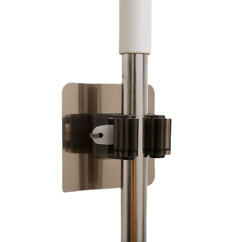 Creative Powerful Mop Hook Shelf Seamless Sticker Mop Clip Wholesale Mop Hanger Punch-Free Mop Hook Card