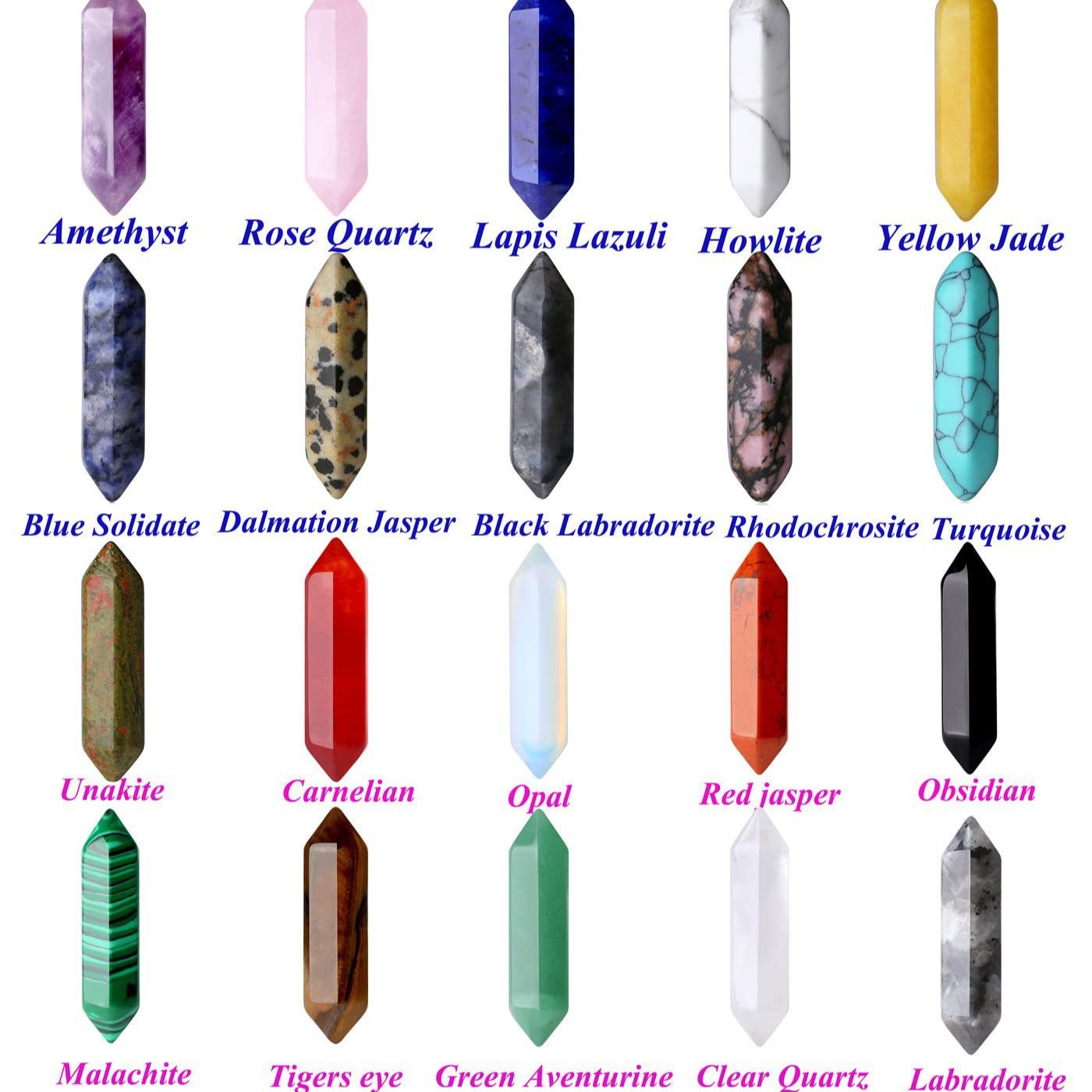 Cross-border natural double pointed hexagonal column natural stone ornaments gem crafts men and women wholesale crystal stone jewelry
