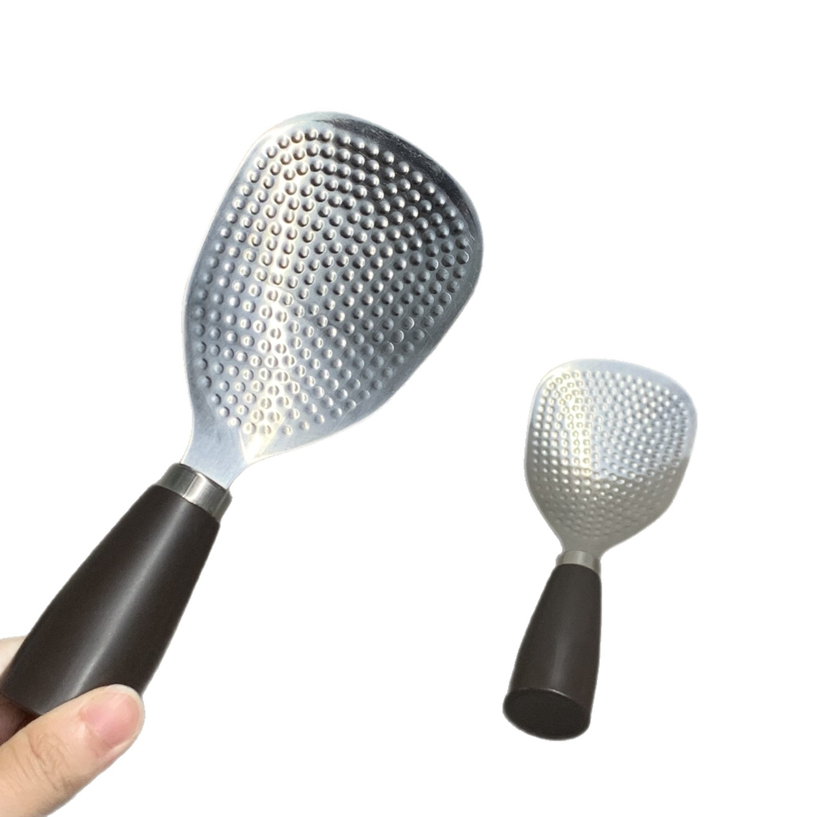 Wooden Handle Stainless Steel Rice Spoon Vertical Rice Cooker Spoon Rice Household Shovel Thickeneded High Temperature Resistant Food Grade Rice Spoon