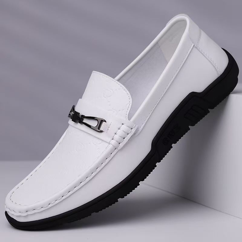 Men's Shoes 2025 New Summer First-Layer Cowhide Beanie Shoes Men's Genuine Leather Versatile Casual Leather Shoes Slip-On Shoes