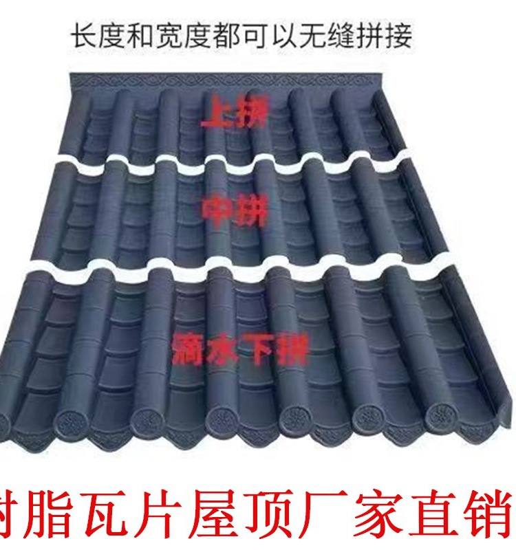 Integrated Huipai Plastic Glazed Eaves Building Chinese-Style Wall Decoration Antique Door Resin Tile Drip