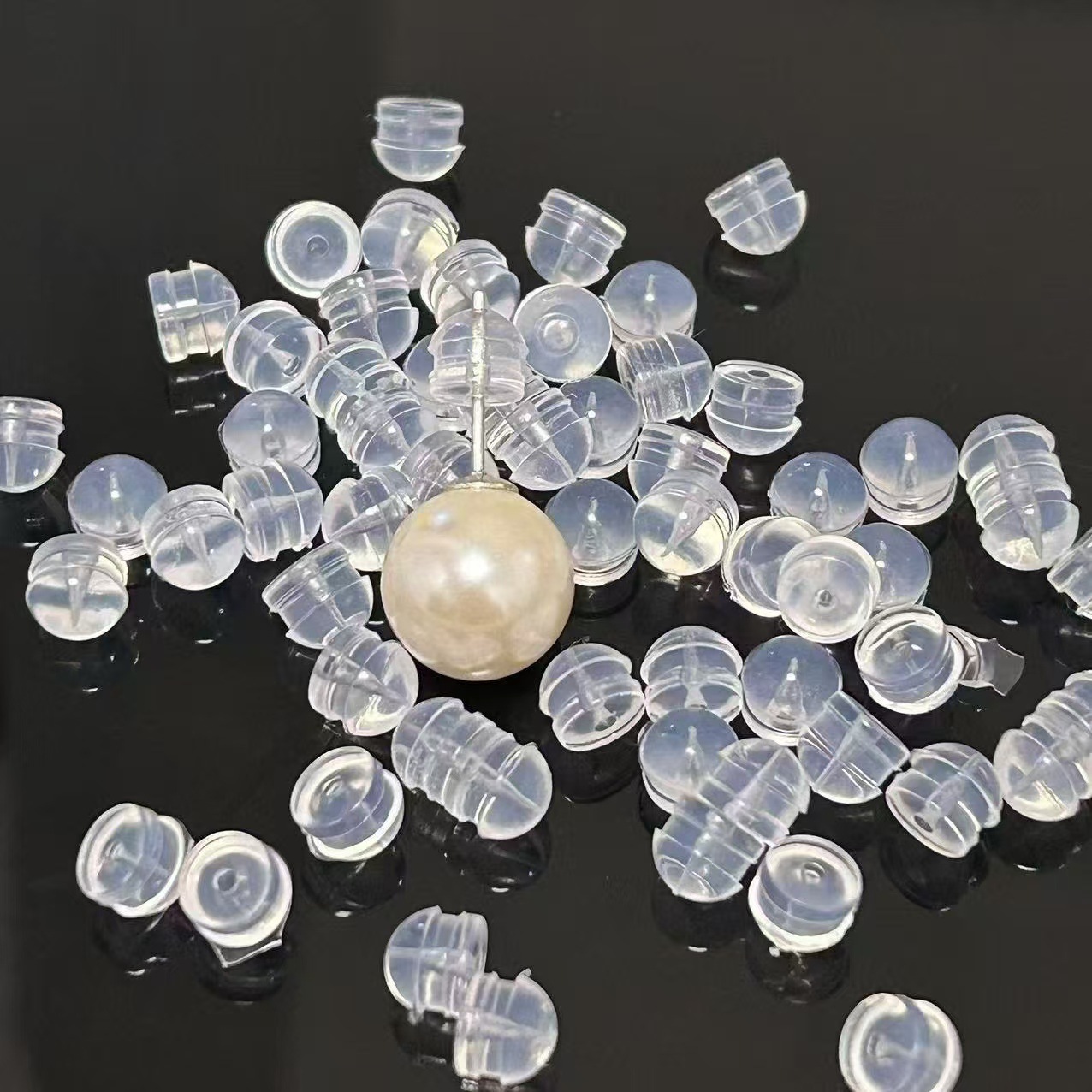 Transparent Silicone Burger Ear Plugs DIY Earring Accessories Are Firm and Not Prone to Yellowing, Food-Grade Silicone Ear Stud Plugs