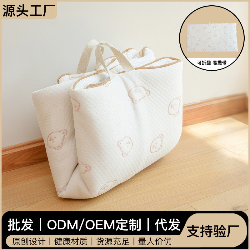 Матрас для новорожденных, вышитый, из чистого хлопка, дышащий, складной, портативный, для детского сада, машинная стирка