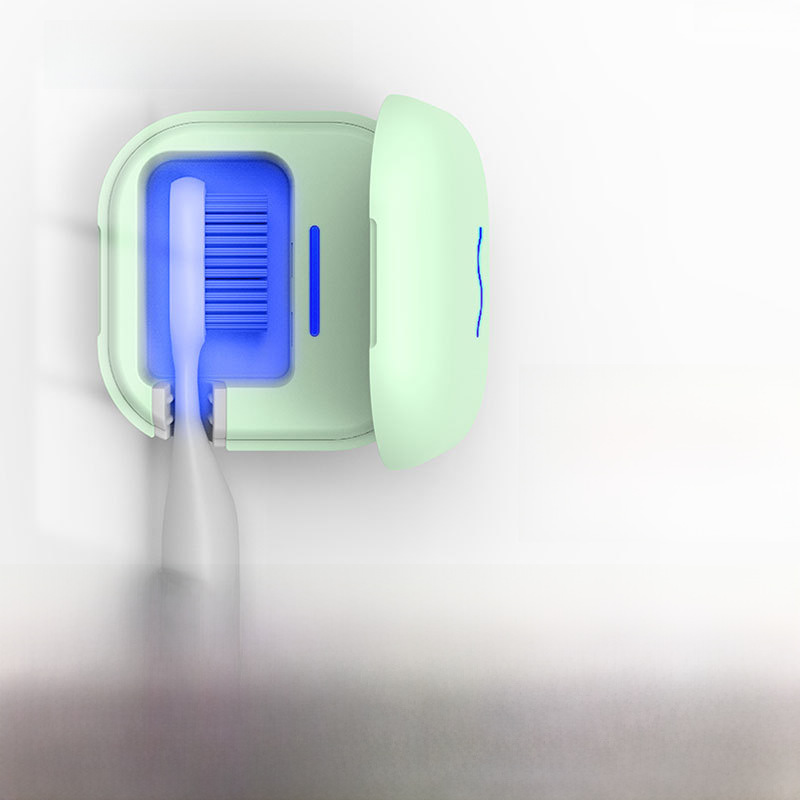 Smart Toothbrush Sterilizer Air-dried Wall-mounted Electric Toothbrush UV Sterilization Box Hole-free Storage Rack