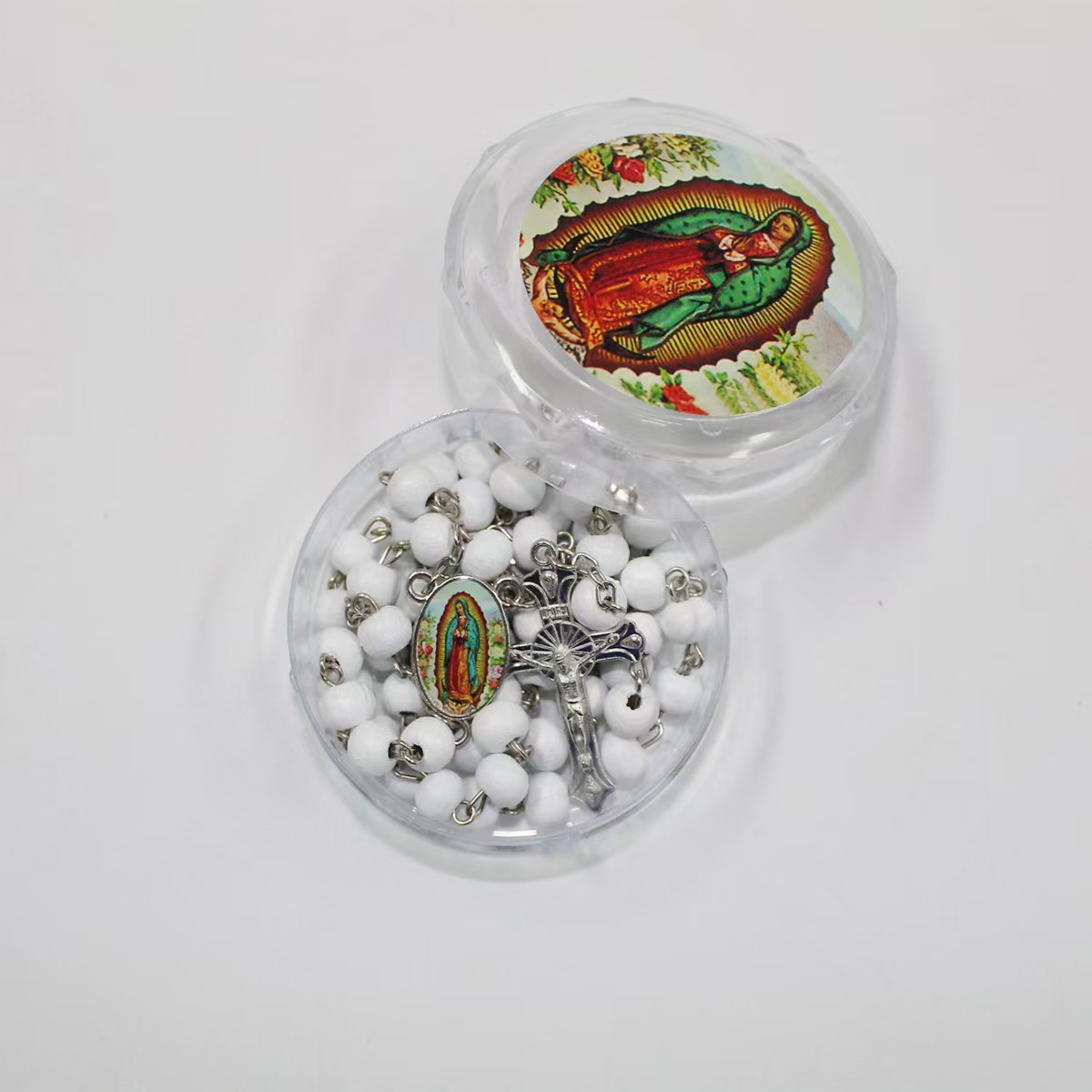 6mm Fragrant Wooden Bead Necklace Amazon Hot Sale Madonna Cross Necklace Handmade Rosary ROSARY Cross Border New