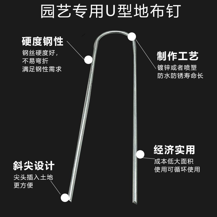 Customized U-Shaped Ground Nails, Outdoor Greenhouse Fixed Nails, Metal Galvanized Inclined Tent Nails, U-Shaped Nails, Grass-Proof Cloth Ground Nails