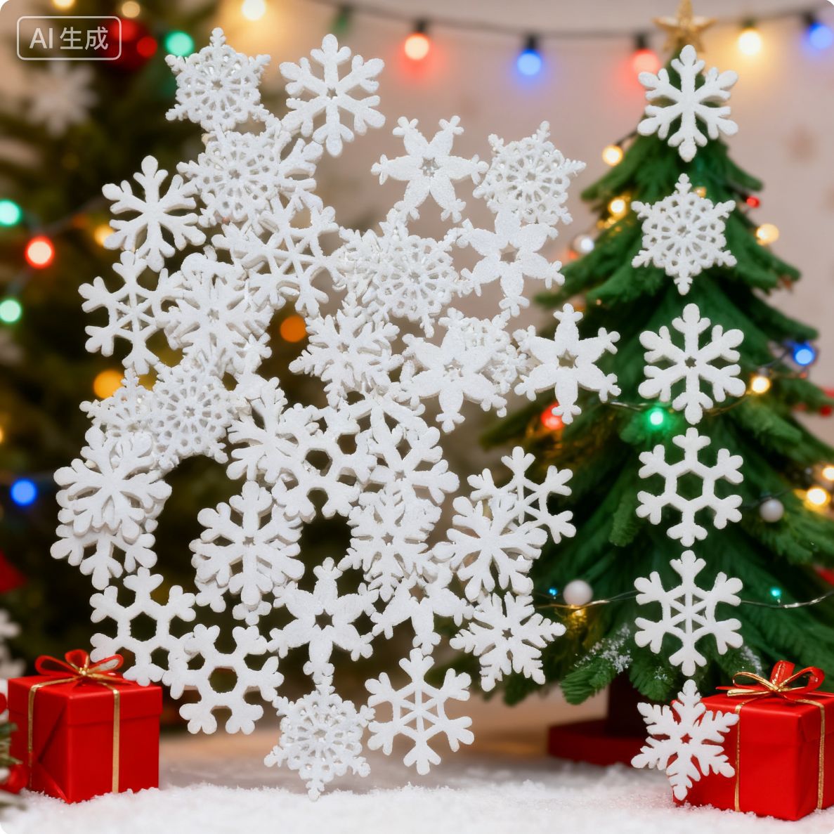 Christmas Tree Pendant Wooden Crafts Home Decoration Holiday Gifts Christmas Ornaments Small Snowflake Wood Chips Wooden