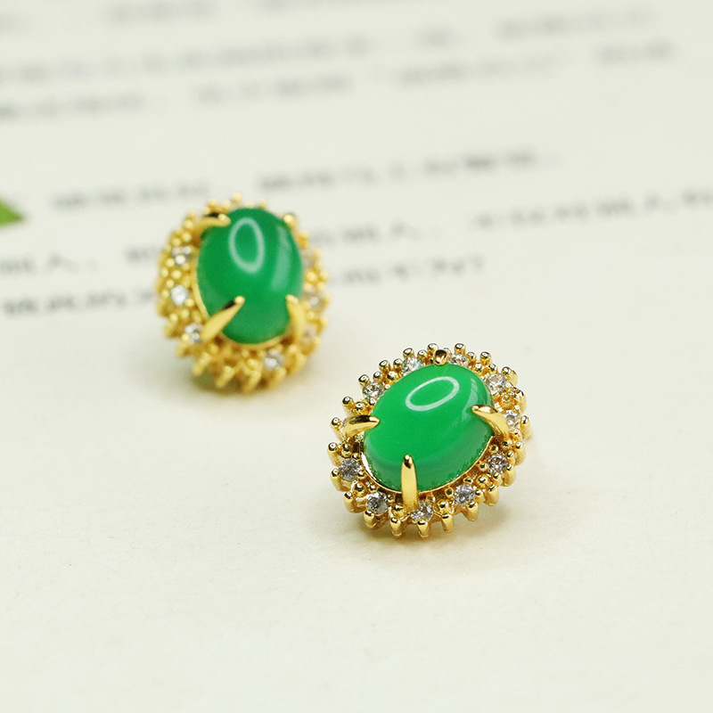 Aiyu Ice Green Chalcedony Earrings Agate Earrings Earrings Fashion Jewelry Factory Wholesale AY4013006