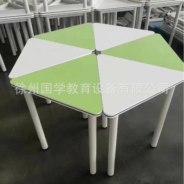 Smart Classroom Stitching Combination Triangle Table Maker Psychological Training Room Hexagonal Table Training Group Activity Table and Chair