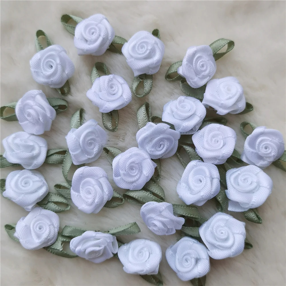 Ready-Made Hair Accessories, Clothes, Handmade Ribbons, Satin Ribbons, Green Leaves, Figure-Eight Rose Decorations, DIY Accessories Wholesale
