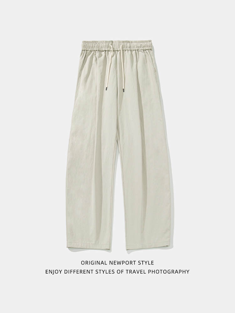 Pleated Design Japanese-Style Loose Scimitar Casual Pants for Men Spring New Trendy Brand Loose Solid Color Slightly Wide Long Pants