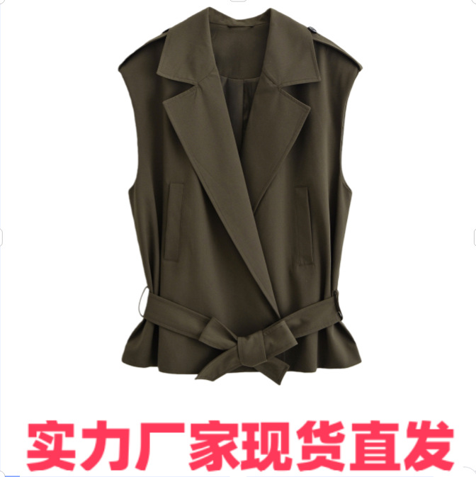 Жилет без рукавов с поясом, новый стиль для женщин, экспорт в европейском и американском стиле