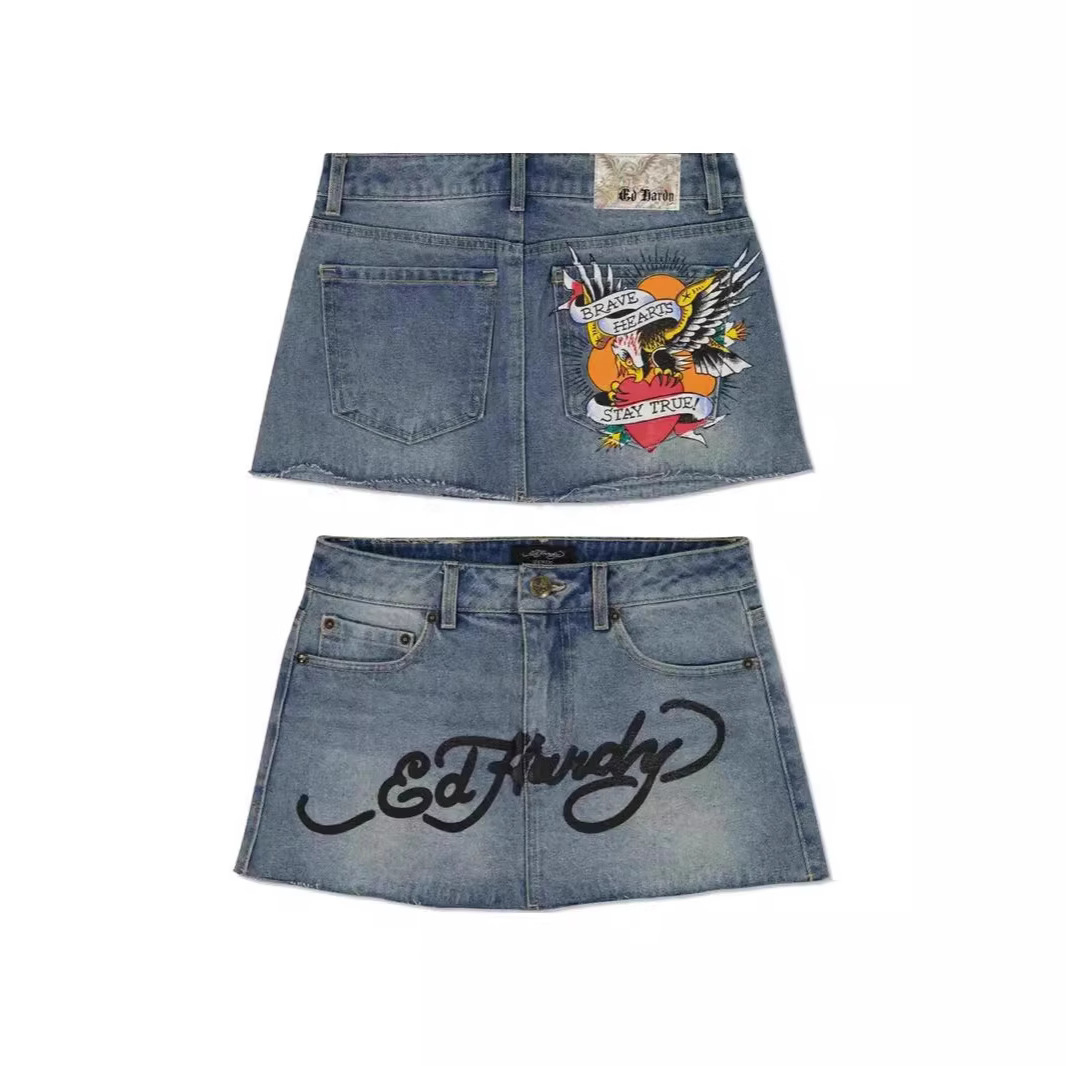 Юбка Y2K Harajuku готическая хип-хоп юбка с принтом, ретро синяя джинсовая юбка, женская модная короткая юбка