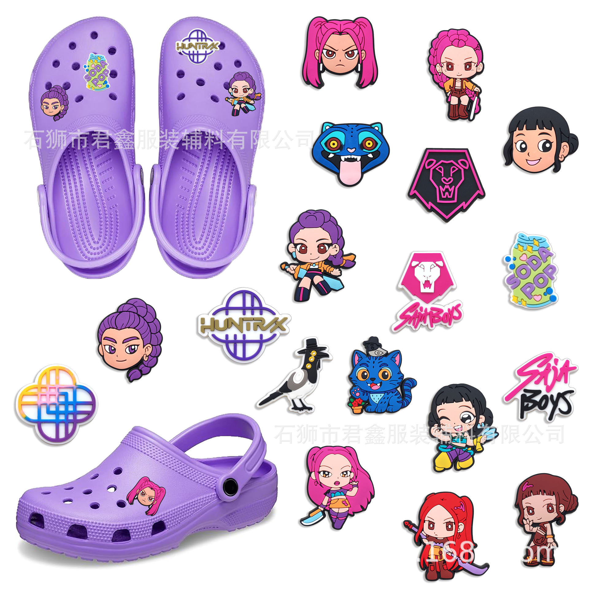 Kpop Demon Hunters Croc Shoes Flower Shoe Buckle Demon Hunter Girl Group Pvc Patch Factory Direct Sales