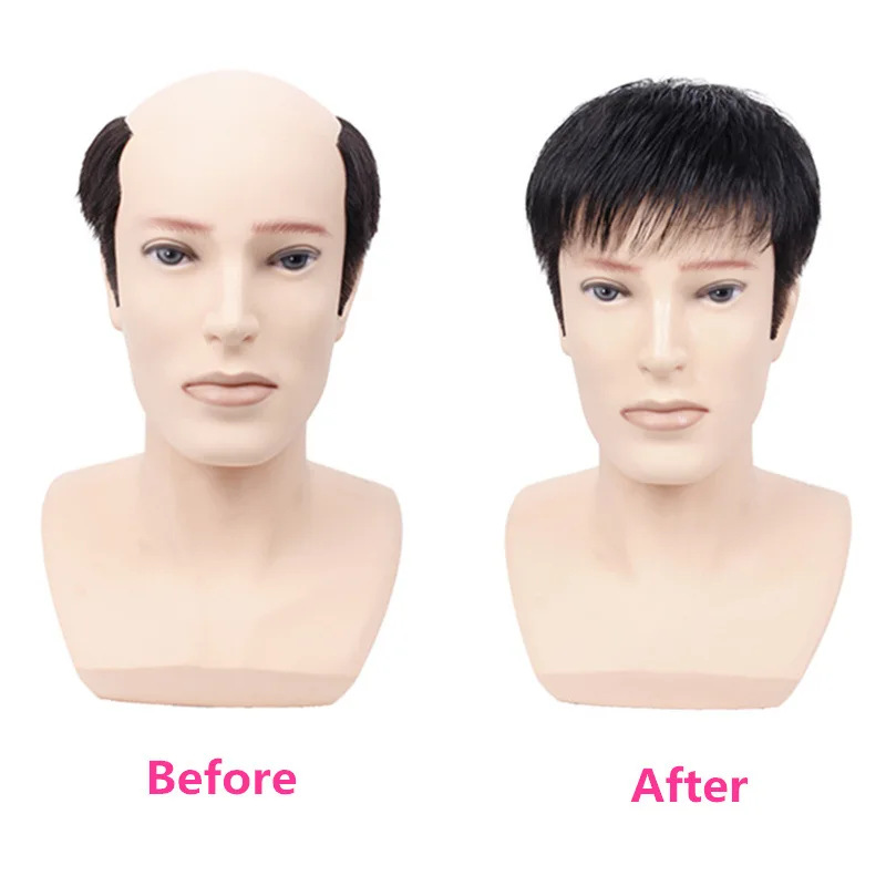 AliExpress wig men's short hair inch head replacement piece simulation wig factory supply a generation of hair