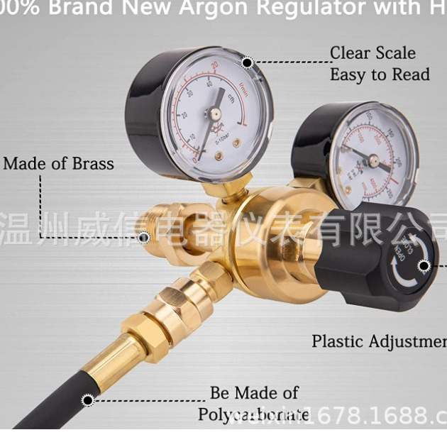Export foreign trade Wenzhou Weixin WX-02, AR/CO2 pressure adjustable argon pressure reducer, gas meter pressure gauge