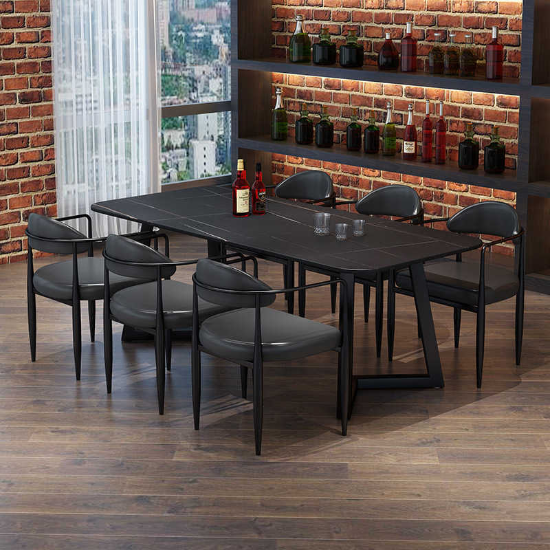 Industrial Style Iron Slate Dining Table Bistro Music Bar Coffee Western Restaurant Milk Tea Shop Light Luxury Fashion Tables and Chairs