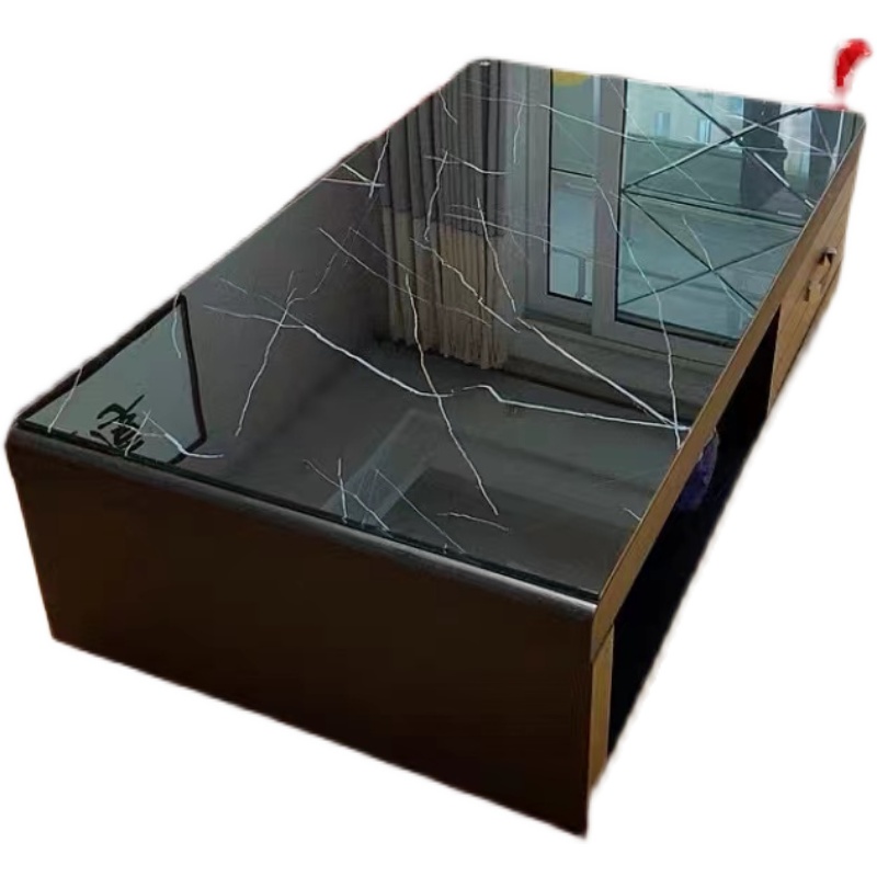 Customized Tempered Glass Marble Desktop Imitation Slate Explosion-Proof Tv Cabinet Dining Table Coffee Table Desk Rectangular