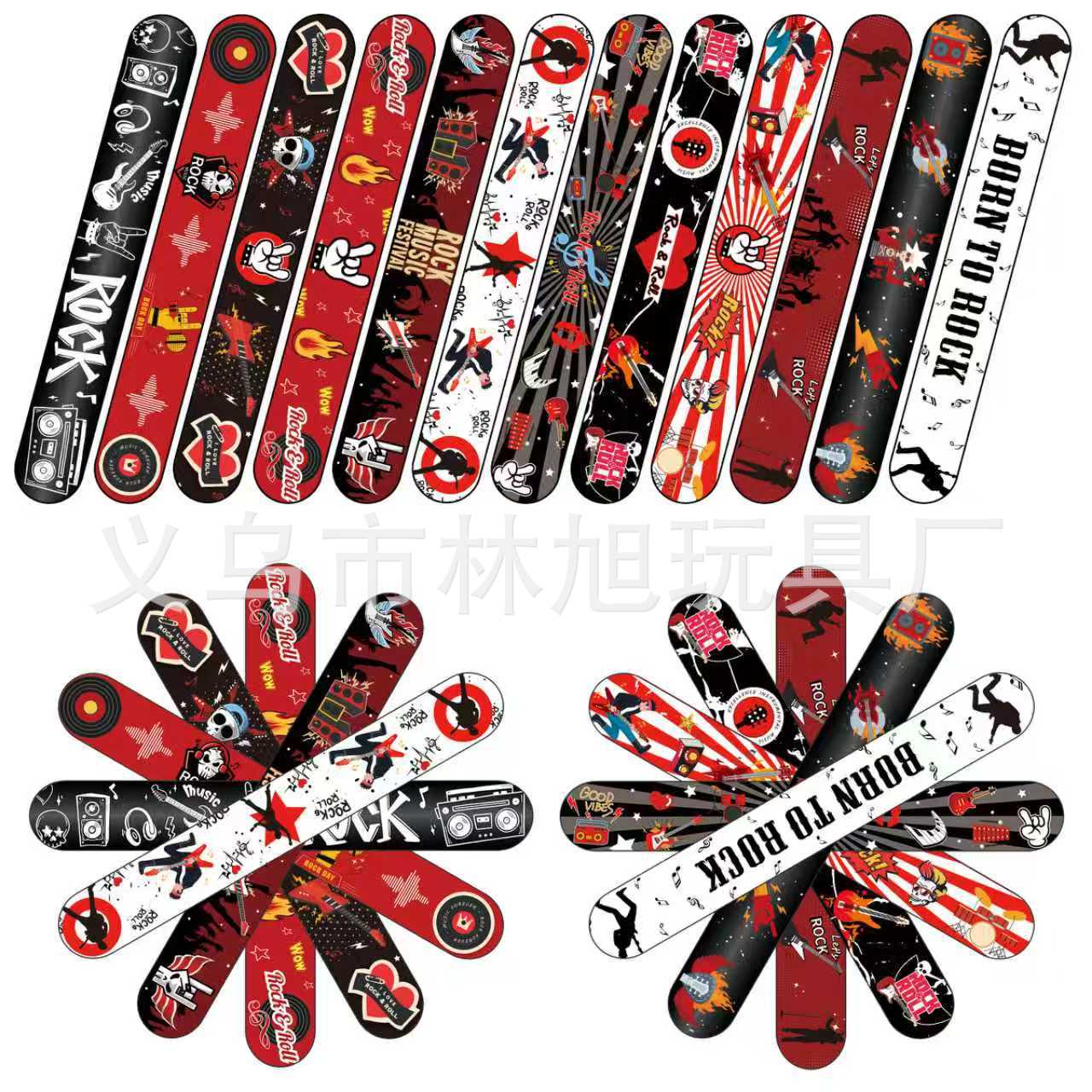 New Rock Theme Snap Ring Bracelet Pvc 12 Singer Music Rock Party Decorative Bracelet