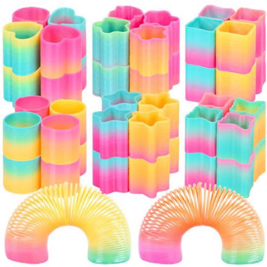 Magic Rainbow Circle Mini Smiley Face 3.2X3.5Cm Jenga Colorful Spring Circle Children's Toy Factory Wholesale