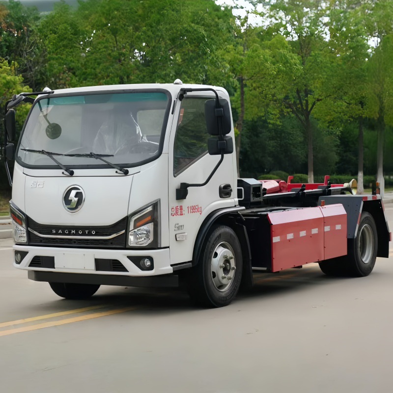 Синий новый мусоровоз с крюковым механизмом на 5 тонн, удаление строительных отходов в сообществе, большая грузоподъемность, высокая мощность