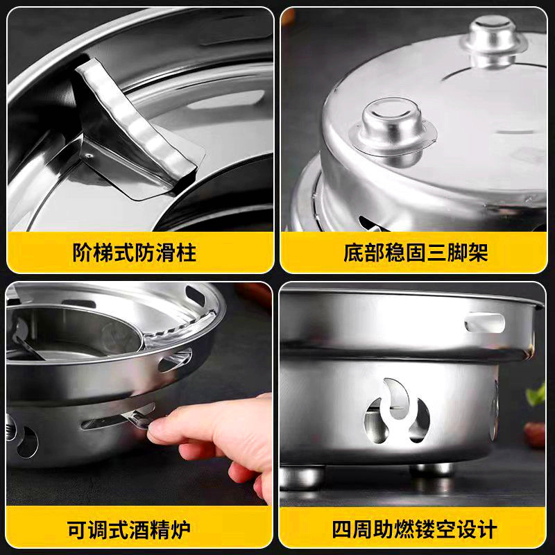 Windproof Large Size Alcohol Stove Small Hot Pot Household Restaurant Dry Pot Student Dormitory Solid Alcohol Pot Set Outdoor