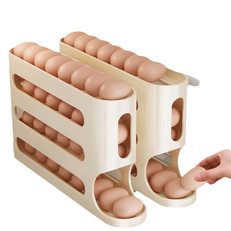 Cross-border Slide Egg Storage Box 4-layer Ladder Egg Box Refrigerator Storage Side Door Large Capacity Automatic Egg Roller