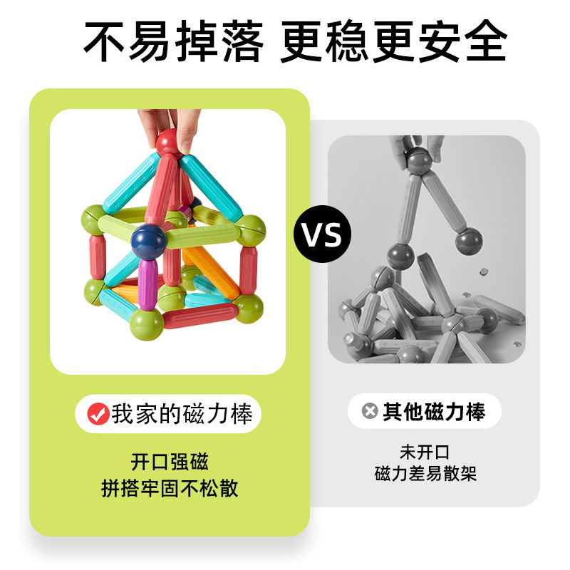 Varied Magnetic Bar Pieces Children's Educational Assembled Magnet Building Blocks Early Education Toys 3 Boys Girls 6 Years Old Baby