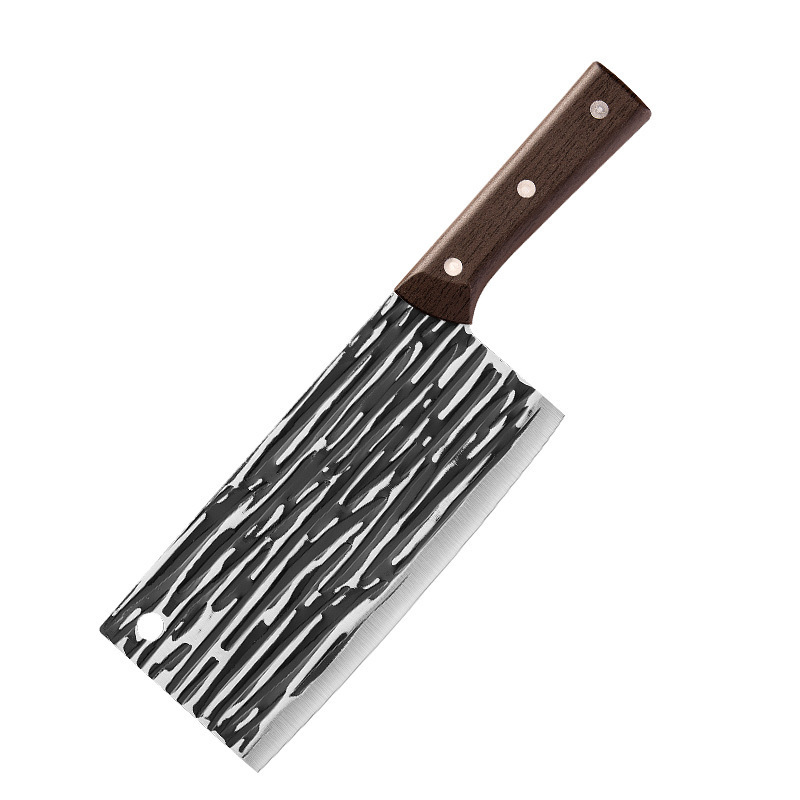 In-Stock Trending Wooden Handle Plastic-Coated Forged Patterned Bone Cutting Knife Kitchen Knife Household Slicing Knife