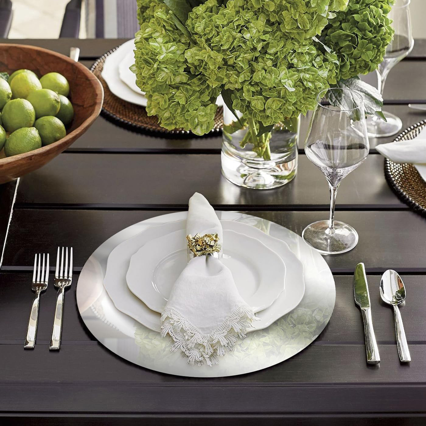 Cross-border round golden placemat 33cm table disposable paper placemat mirror golden silver decorative table mat manufacturers