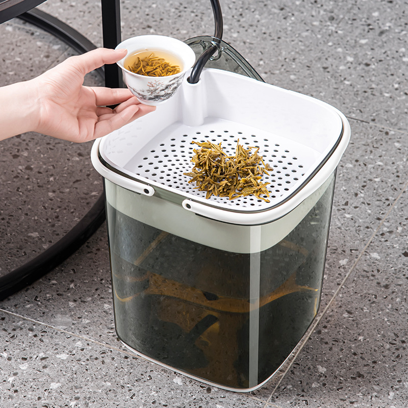Tea bucket tea residue bucket garbage separation filter drainage bucket household portable trash can high-looking transparent tea bucket