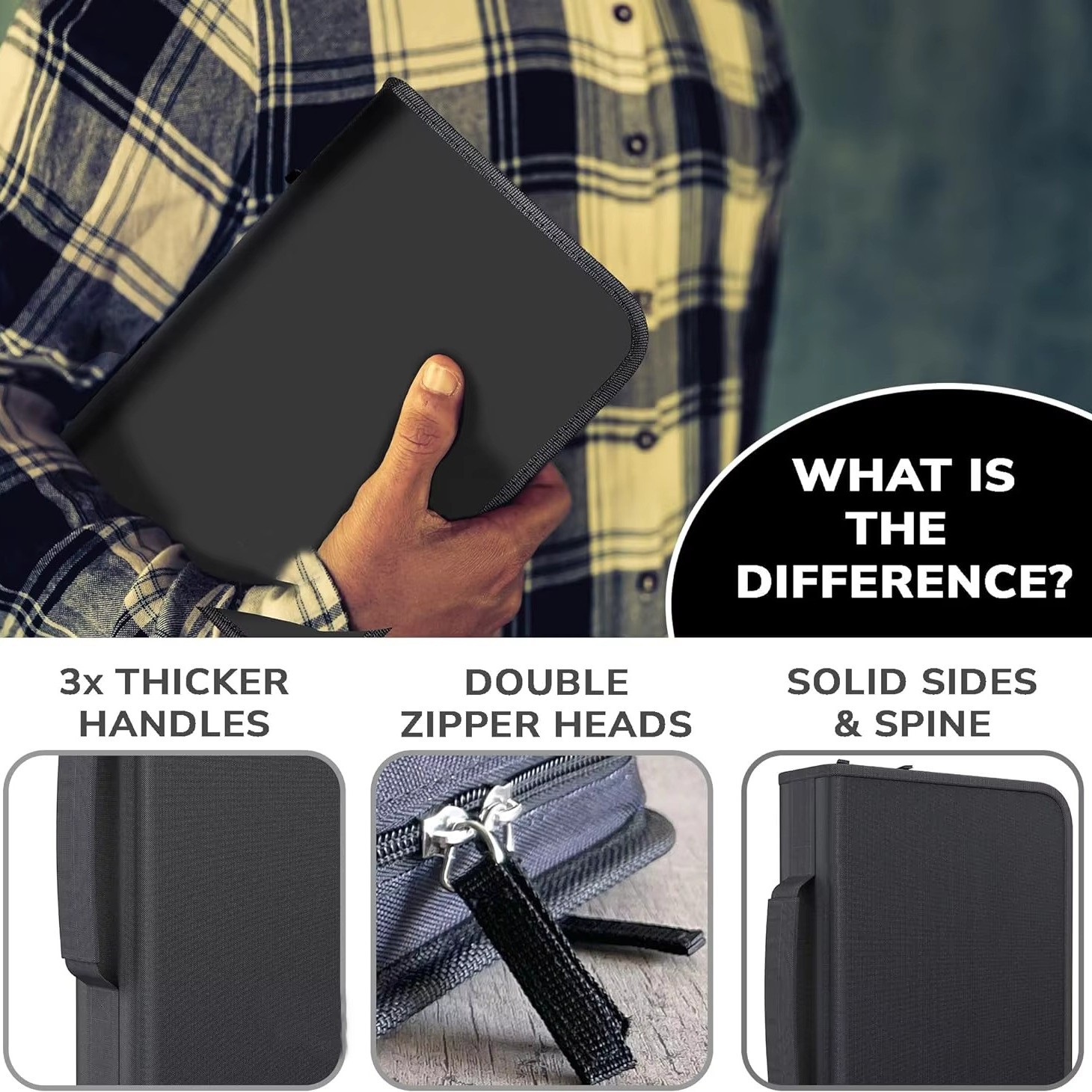 Book Bag Cover Men's and Women's Black Carry Strap Schoolbag Pocket Holder Gift Packaging