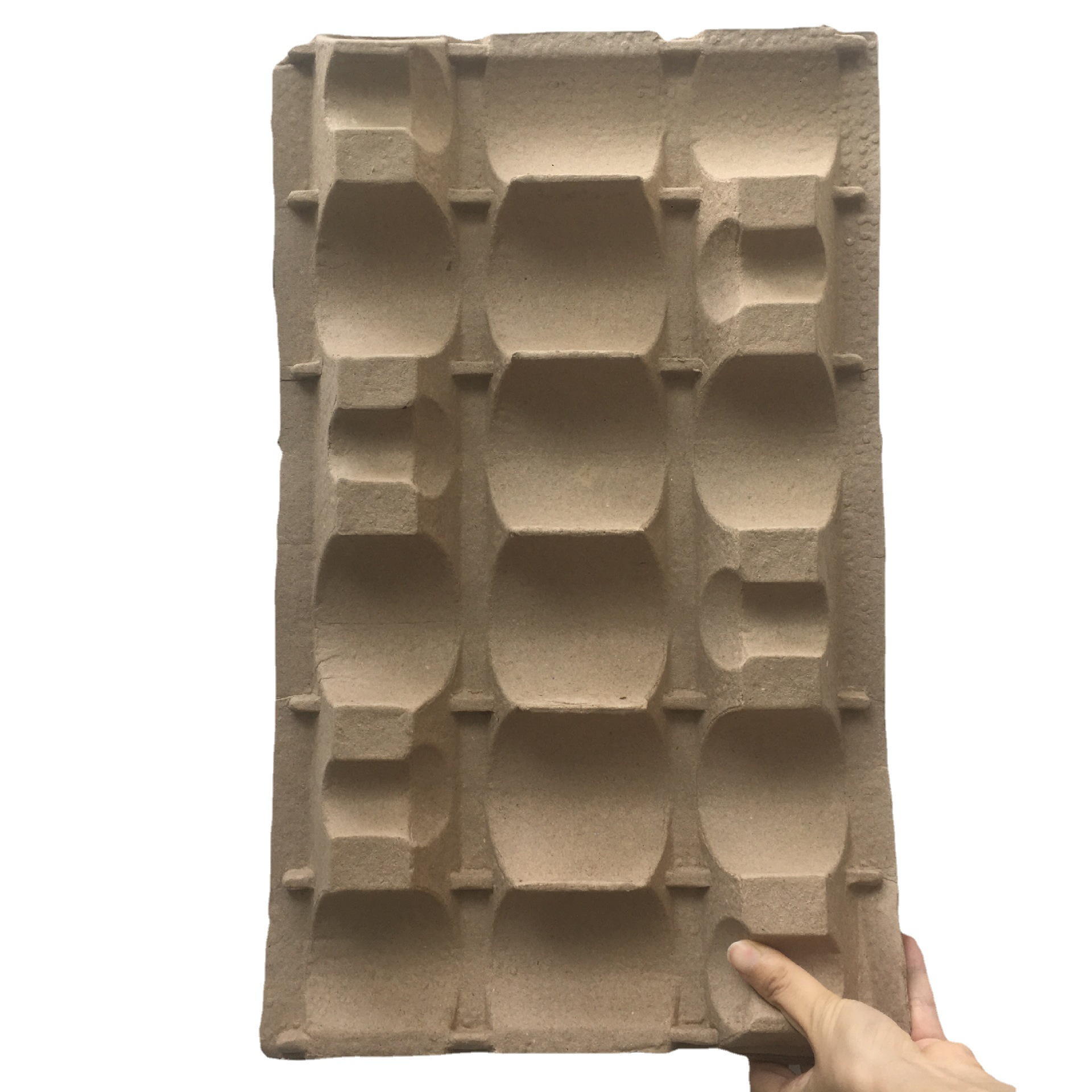 Manufacturer Processes and Customizes Biodegradable and Environmentally Friendly Pulp Membrane Plastic Lined Wine Bottle Holder to Prevent Shock and Impact Packaging Protective Paper Holder