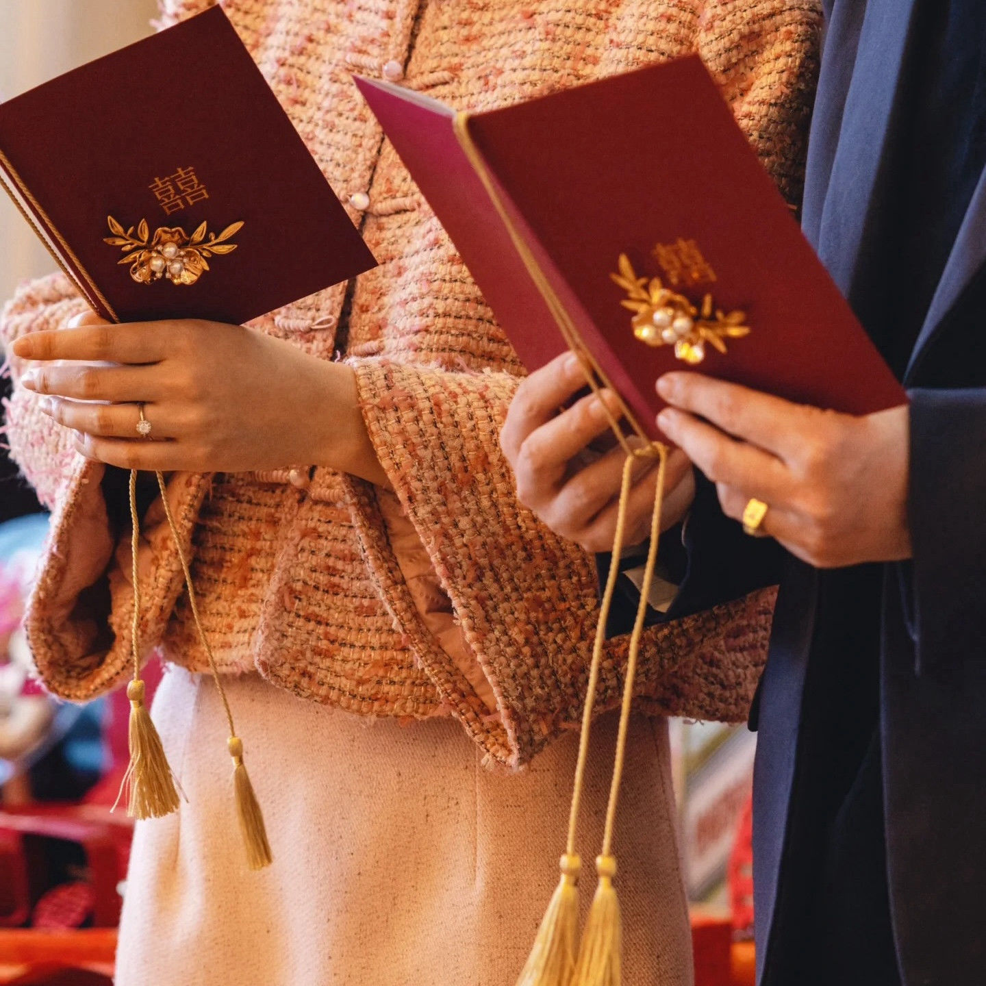 Wedding Vow Card Engagement Wedding Simple Vow Speech Declaration Red Host Witness Hand Card Pair