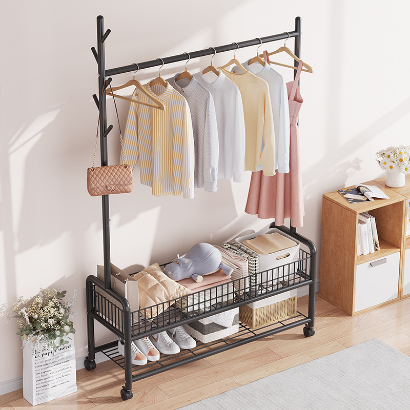 Simple Wardrobe Floor-Standing Clothes Drying Rack Indoor Wardrobe Rental Room Clothes Drying Balcony Coat Rack Home Bedroom Shelf