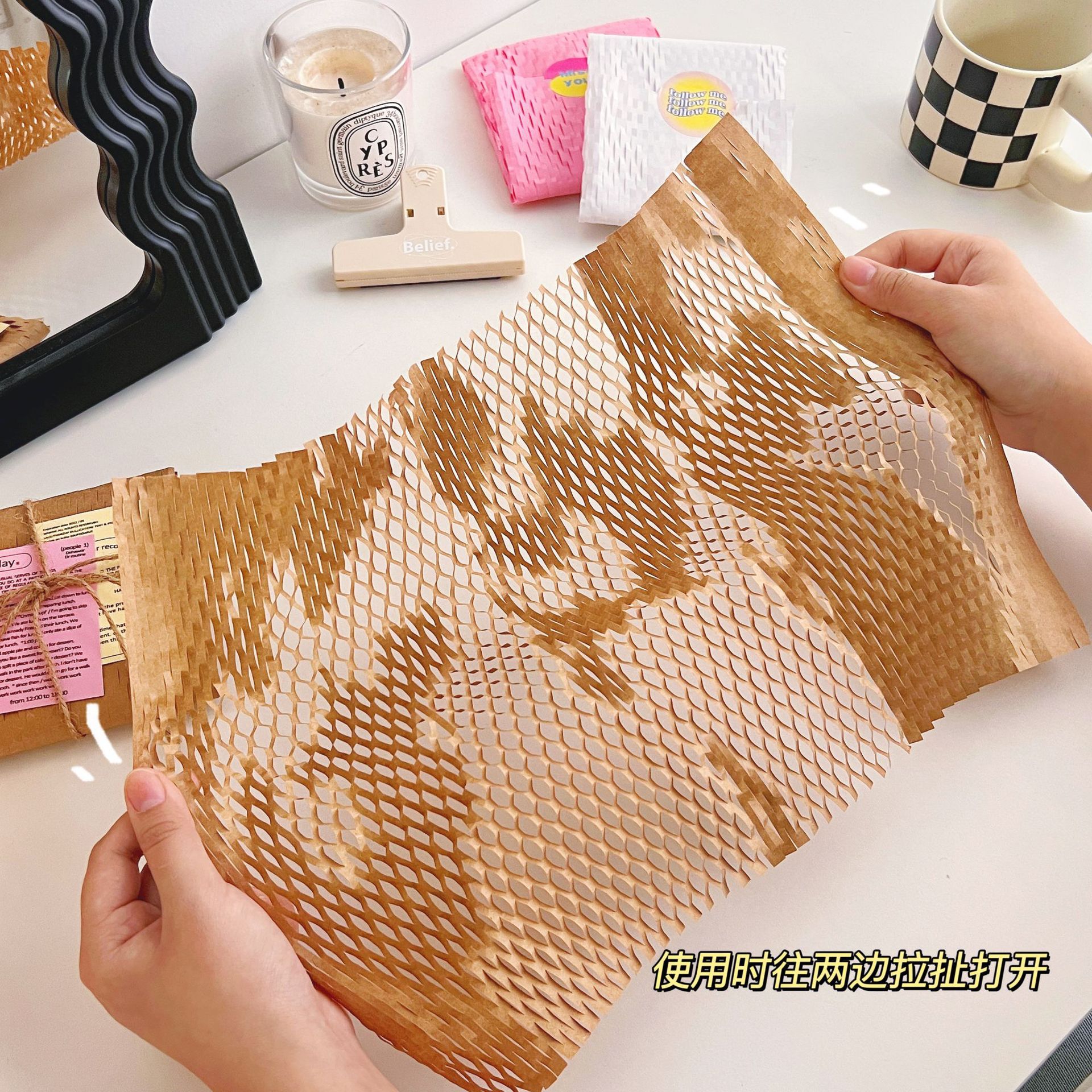 ins Style Honeycomb Paper Degradable Kraft Paper Environmentally Friendly Packaging Gift Packaging Honeycomb Paper Shockproof Cushioning Wrapping Paper