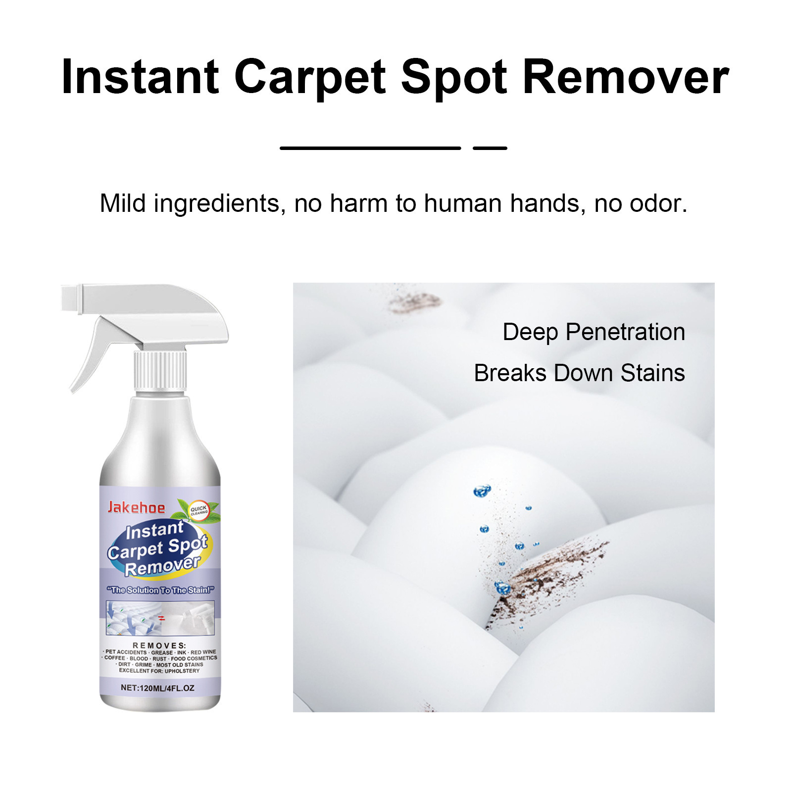 Jakehoe Carpet Stain Remover, Special for Carpets, Easy to Clean, Remove Stains, Clean and Long-Lasting Fragrance Detergent