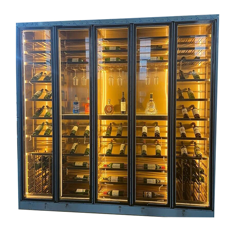 Stainless Steel Wine Cabinet Custom Villa Wine Cellar Hotel Bar Commercial Restaurant Wine Rack Red Wine Cabinet Custom Wine Cabinet