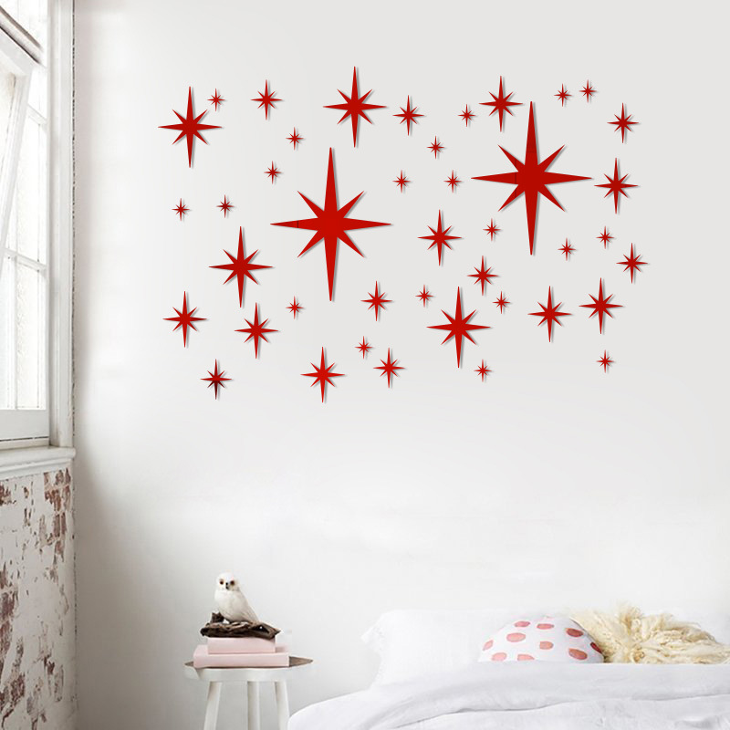Octagonal Star 42 Pieces, 84 Combinations of Mirror Wall Stickers, Factory Stores, Self-Produced and Sold, with Adhesive Pads, Can Be Made in Size