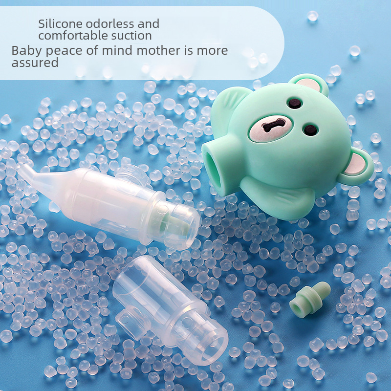 Baby Nasal Aspirator Silicone Pump Type Anti-Reflux Nasal Aspirator Cartoon Bear Nasal Aspirator Factory Direct Sale