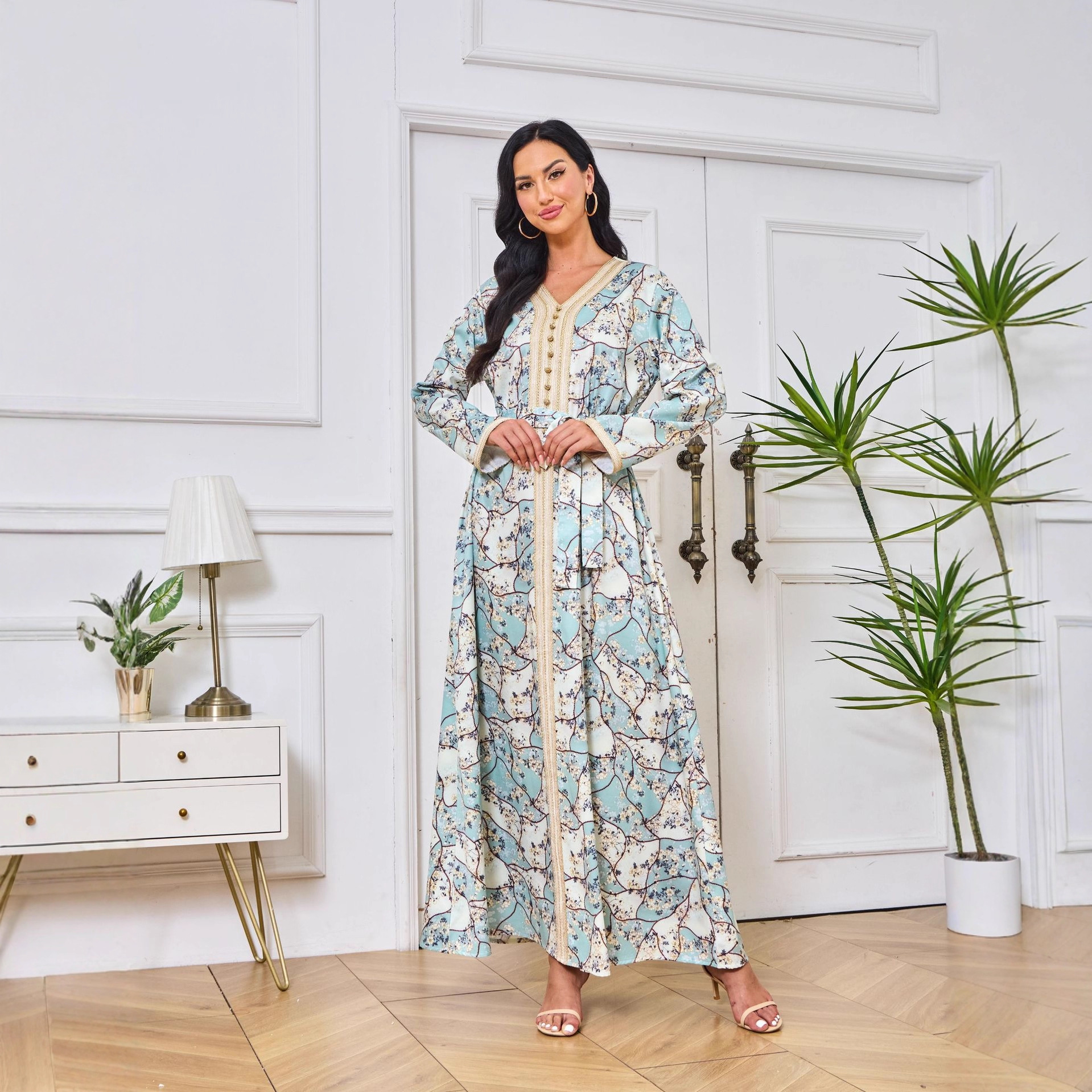 Платье абая Дубай с принтом и вышивкой из страз длинная женская одежда оптовая продажа на складе