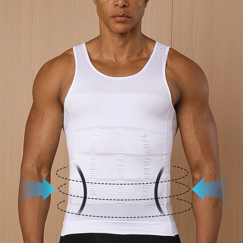 20 140D Seamless Men's Shapewear Vest Wholesale Body Shaping Waist Slimming Chest Shaping Fat Hiding Base Layer Tank Top Cross-Border