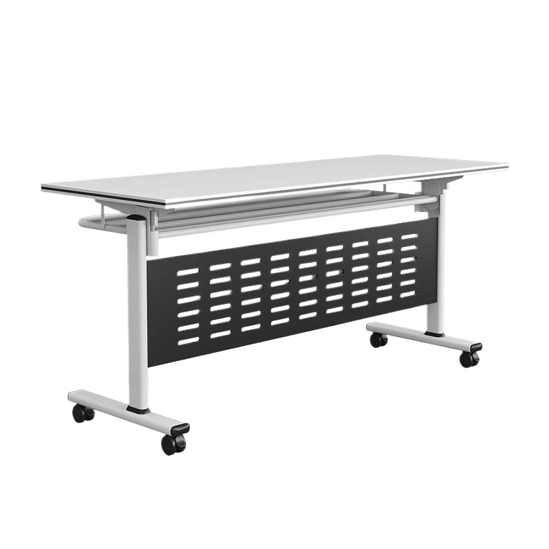 Folding Training Table and Chair Combination, Splicable Flip Table, Mobile Long Table with Wheels, Multi-Functional Office Conference Table