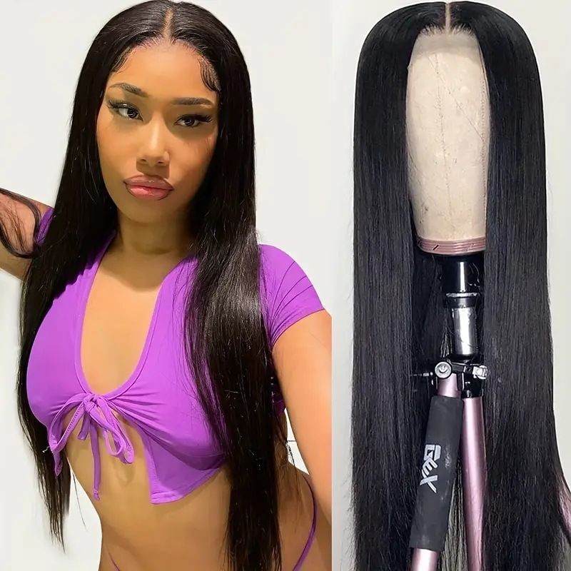 Новая европейская и американская мода, длинные прямые волосы, фронтальная кружевная полная накладка