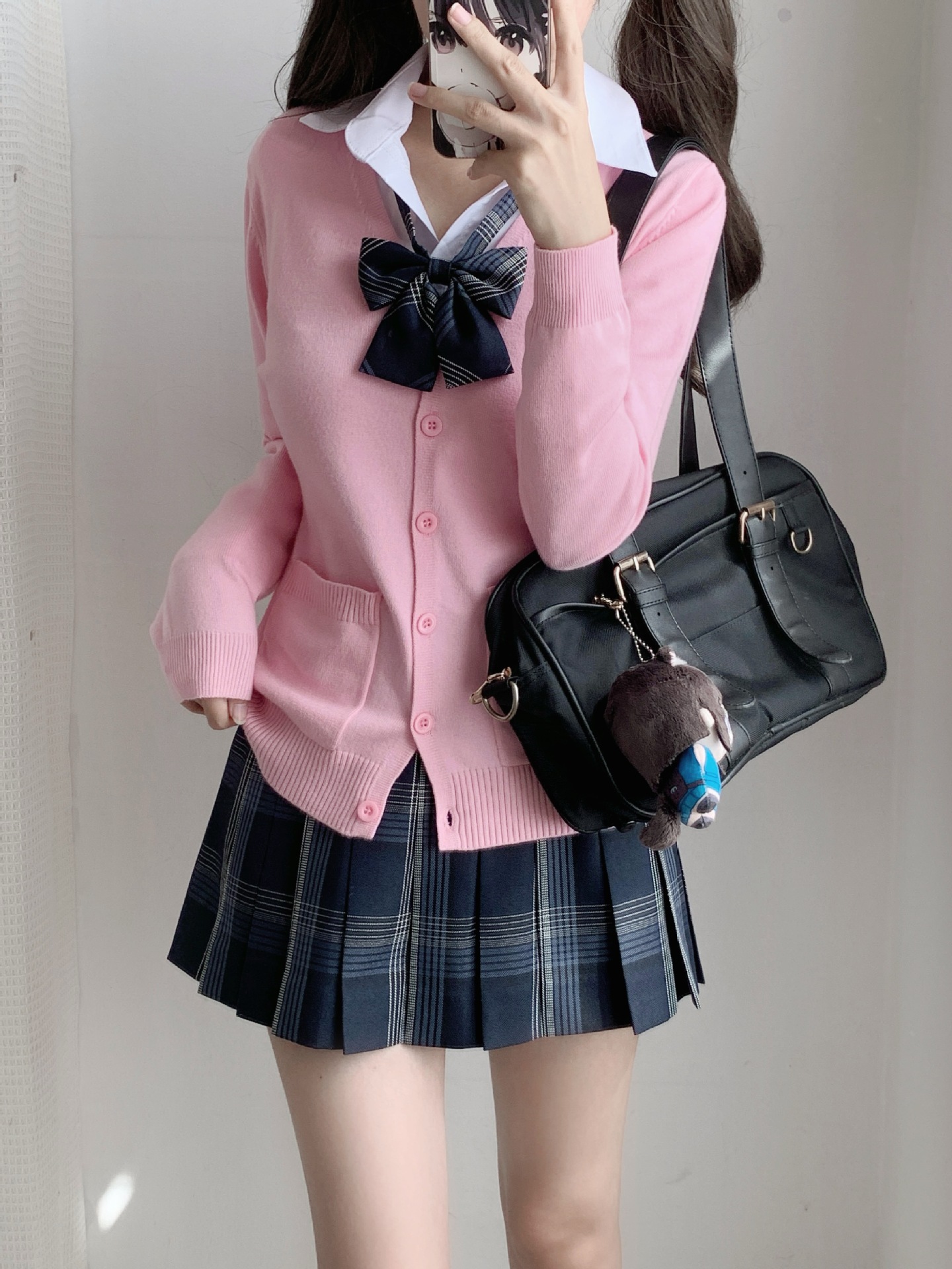 Original jk waist cardigan sweater solid color Japanese uniform college style long sleeve sweater autumn and winter women