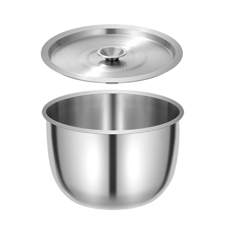 Stainless Steel Egg-Beating Basin, Deep Basin with Lid, Splash-Proof Baking Whipped Cream Basin and Basin, Chicken Basin