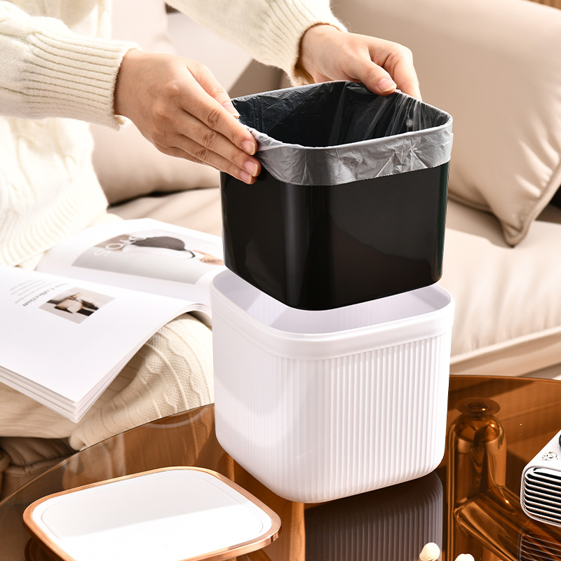 Desktop Trash Can with Push-on Lid Household Waterproof Trash Can with Lid Desk Trash Bin with Lid for Storage of Sundries